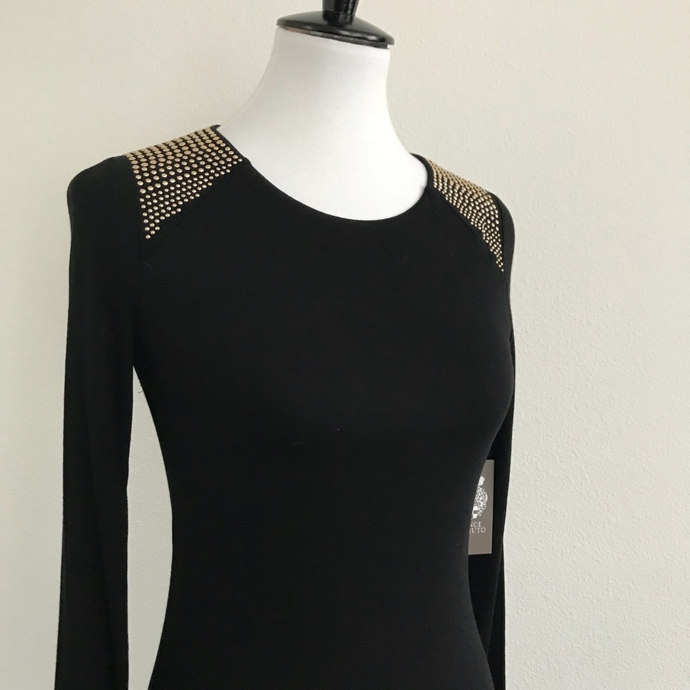 ❄️NWT VINCE CAMUTO GOLD DETAIL BLACK DRESS - Picture 7 of 7